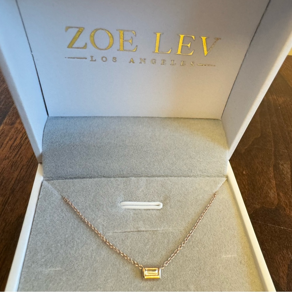 Zoe Lev Diamond Baguette Necklace in 14K Rose Gold